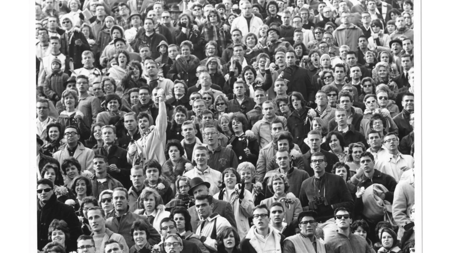 Audience gathered at sporting event, approximately 1950
