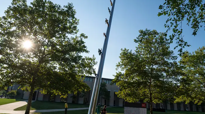 Walking to the Sky statue. 